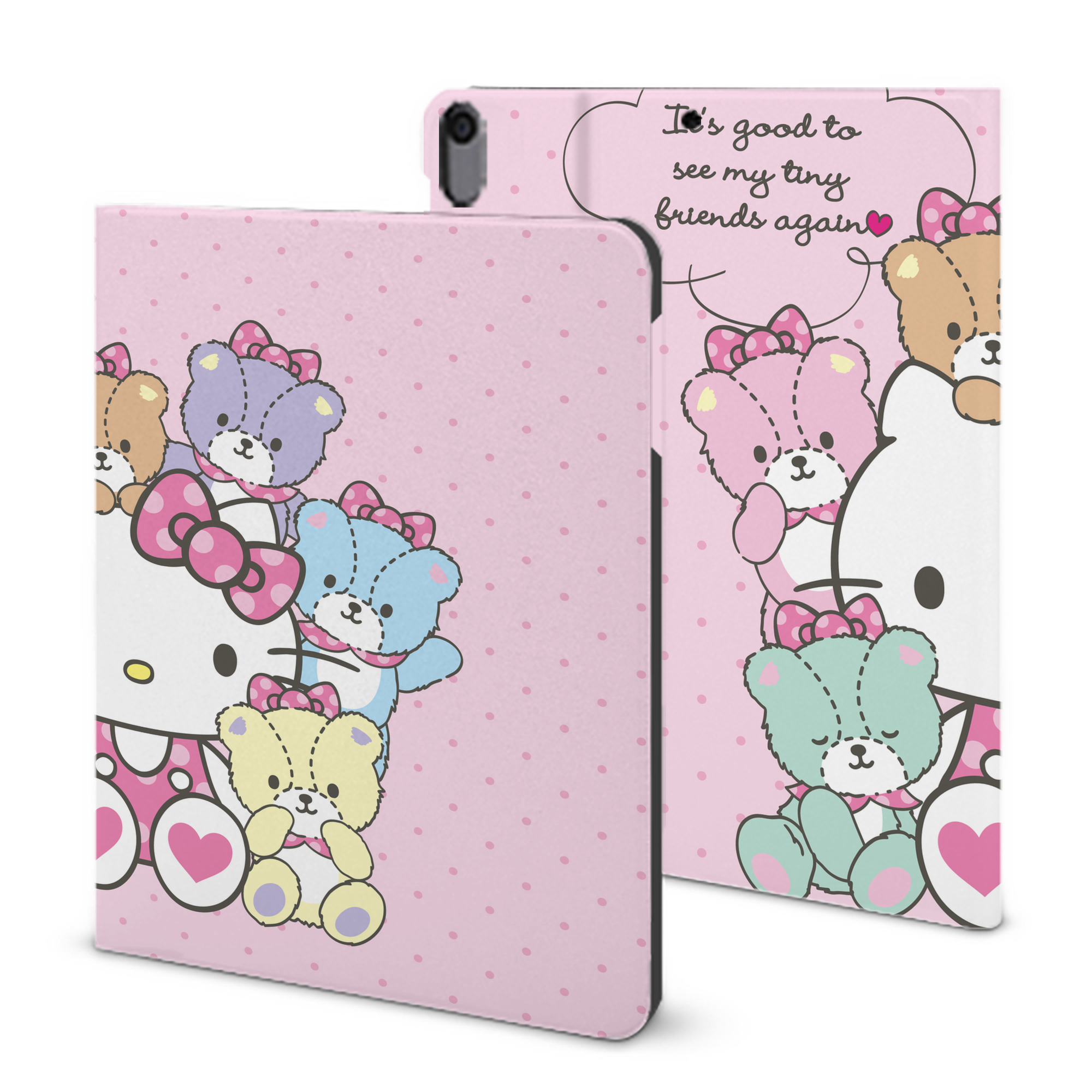 （画像用） Hello Kitty ハローキティ IPad ケース ブック型 PUレザー TPU 耐衝撃 軽量 薄型 ペン収納なし 全面保護 IPad 各モデル対応